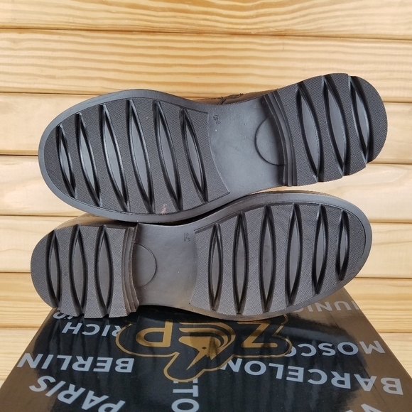 Men's 100% Genuine Leather Brown Ankle Boots 7 US Paul Branco Side Zip Lace-up - Picture 4 of 12